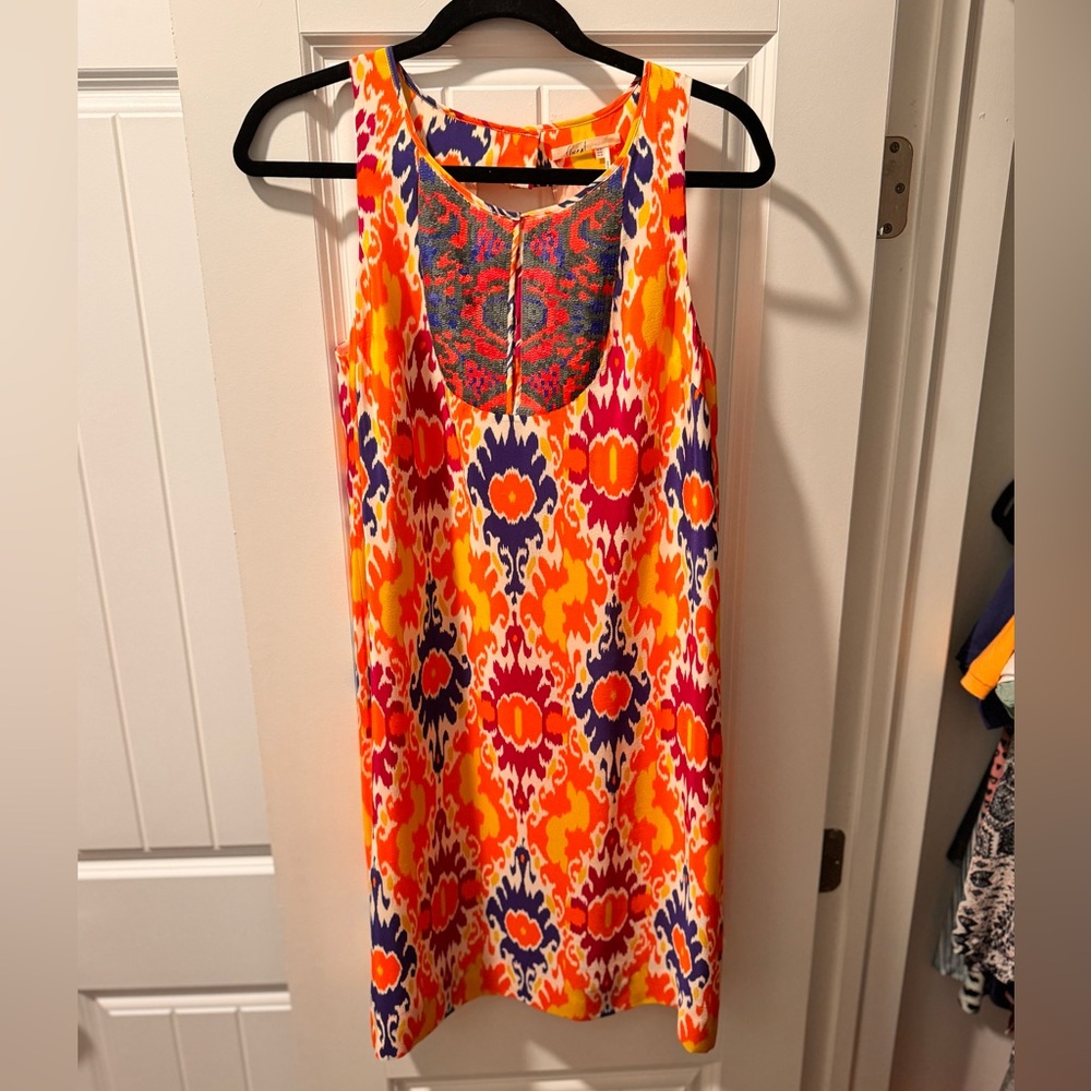 Floreat for Anthropologie SZ 2 Sequined Kaleidoscope‎ Shift Dress 100% Silk